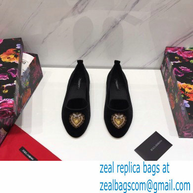 Dolce  &  Gabbana Velvet Devotion Loafers Slippers Black 2021